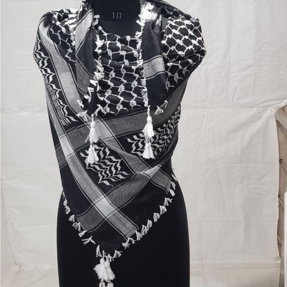 Houndstooth scarf, Keffiyeh, Arafat Hatta, cotton wide scarf with tassel…
